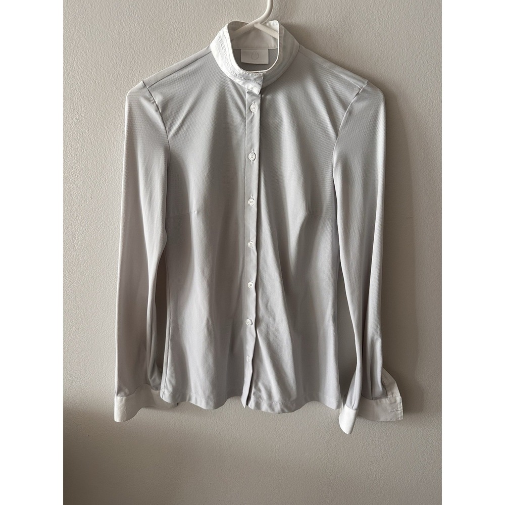 Cavalleria Toscana Gray/ White Long Sleeve Show Shirt Women's Size XS Equestrian